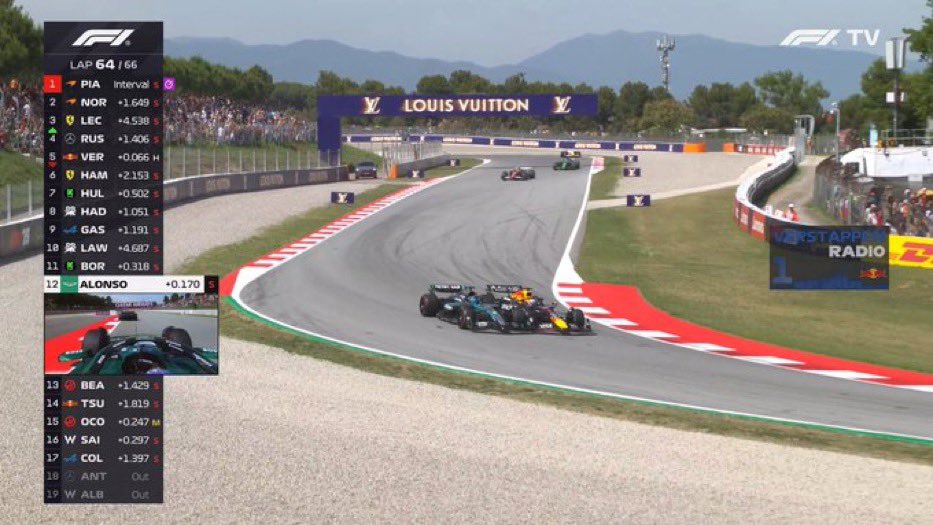 George Russell and Max Verstappen collide during Spanish GP 2025 at Barcelona, sparks fly