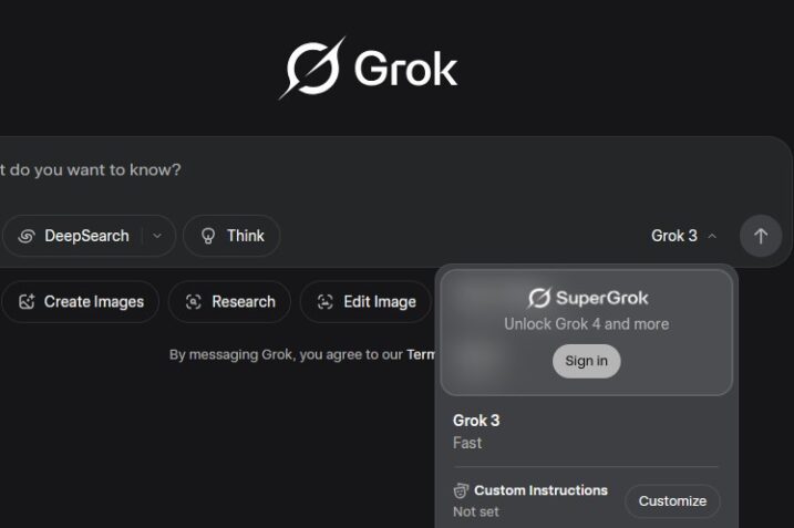 Screenshot of Grok 4 interface showing chain-of-thought reasoning referring to Elon Musk's views