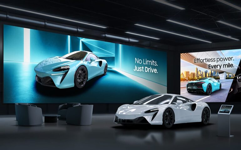 Samsung The Wall LED display installed in a modern office conference space