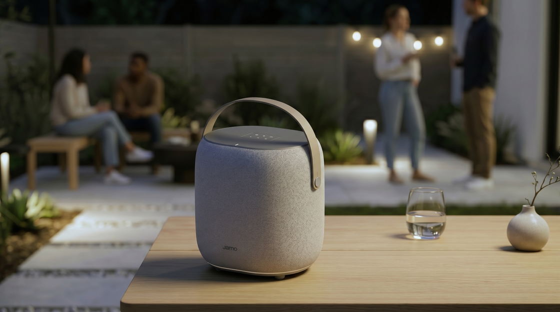 Jamo HYG Flex wireless speaker outdoors